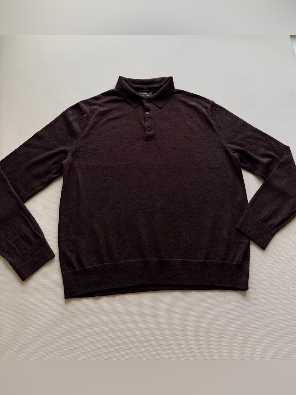 Banana Republic Men's Dark Brown Long-Sleeve Polo